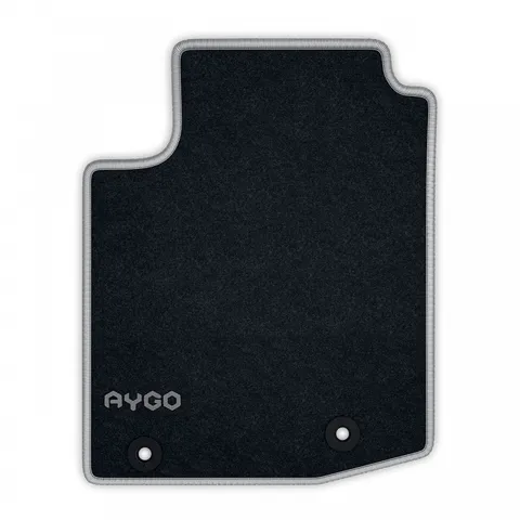 Jeu de tapis avant et arrière - Velours anthracite 520g/m² contour gris titane - AYGO 2014