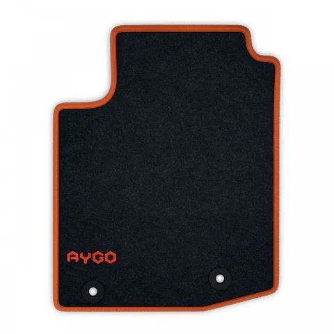 Jeu de tapis avant et arrière - Velours anthracite 520g/m² contour orange pop 4W5 pop - AYGO 2014