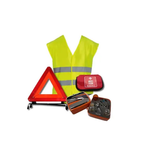 Pack de sécurité (triangle + gilet + trousse de secours + ampoules H1+H3+H