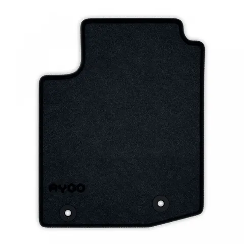 Jeu de tapis avant et arrière - Velours anthracite 520g/m² contour bleu océan - AYGO 2014