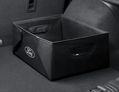 CASIER DE TRANSPORT REPLIABLE TISSU NOIR, AVEC OVALE FORD BLANC SUR LES DEUX CÔTÉS