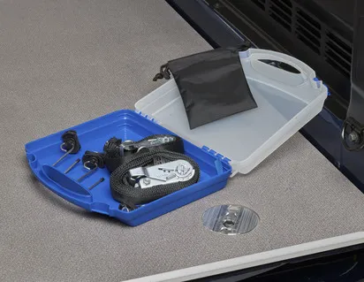 PACK DE FIXATION DE CHARGEMENT COFFRE BLEU ET BLANC TRANSLUCIDE FORD