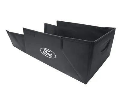 CASIER DE TRANSPORT REPLIABLE TISSU NOIR, AVEC OVALE FORD BLANC SUR LES DEUX CÔTÉS