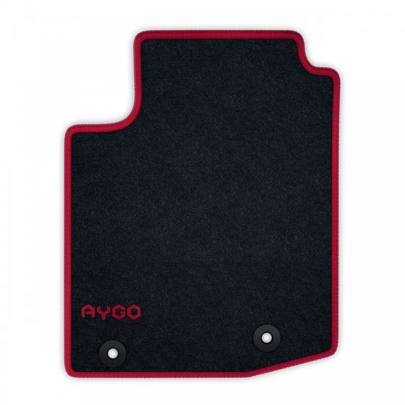 JEU DE TAPIS AVANT ET ARRIÈRE - VELOURS ANTHRACITE 520G/M² CONTOUR ROUGE CHILIEN - AYGO 2014 TOYOTA