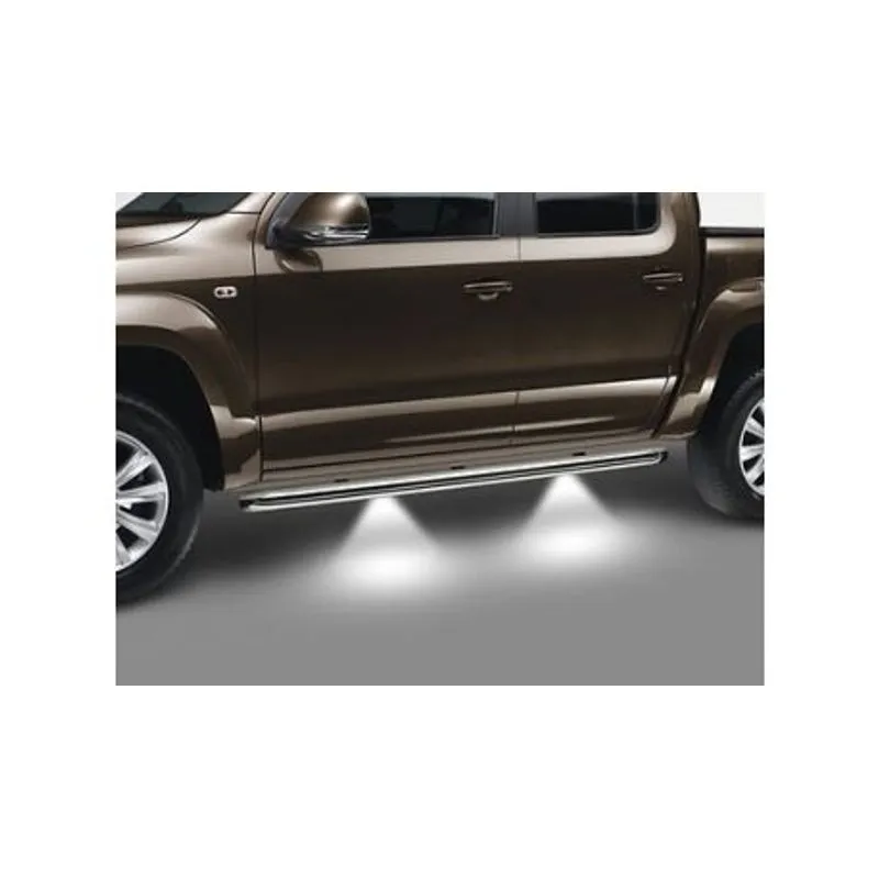 MARCHEPIEDS TUBULAIRE ACIER INOXYDABLE POLI BRILLANT AVEC ÉCLAIRAGE AMAROK VW