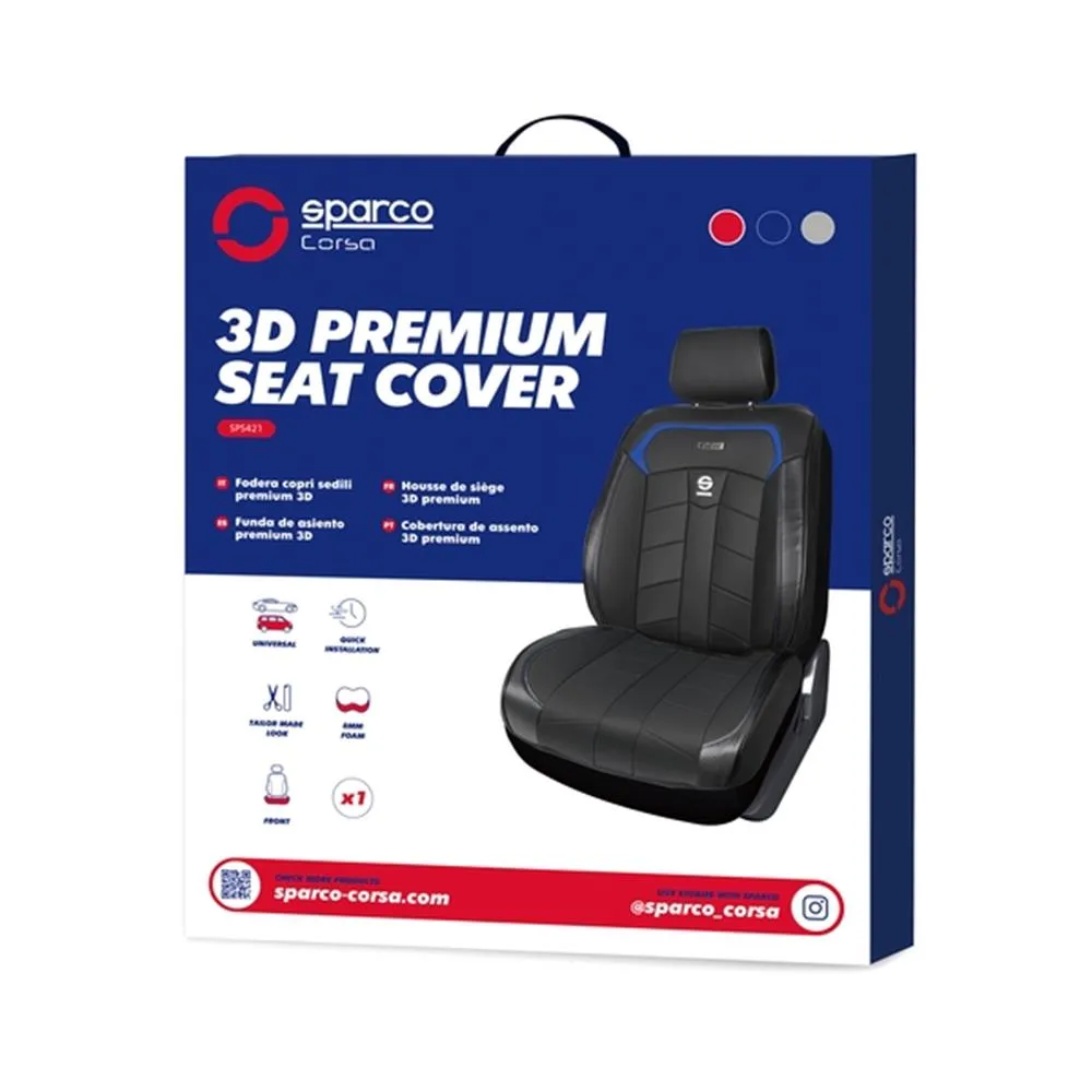 HOUSSE DE SIEGE PREMIUM SPARCO NOIR/ LISERE BLEU (A L'UNITE)