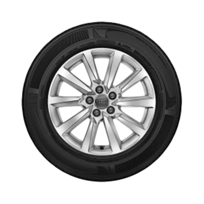 4 ROUES COMPLÈTES HIVER STYLE 10 BRANCHES ARGENT BRILLANT, 6,5 J X 16, 195/55 R 16 91V XL, GAUCHE AUDI