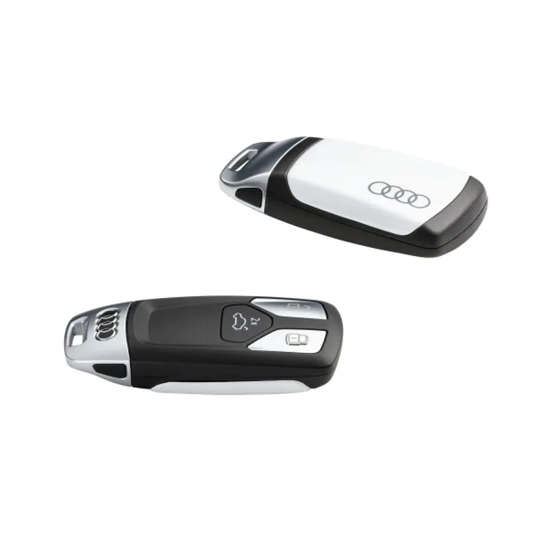 COUVRE-CLÉ DÉCORATIF, BLANC GLACIER AVEC ANNEAUX AUDI, POUR CLÉS SANS FERMOIR CHROMÉ