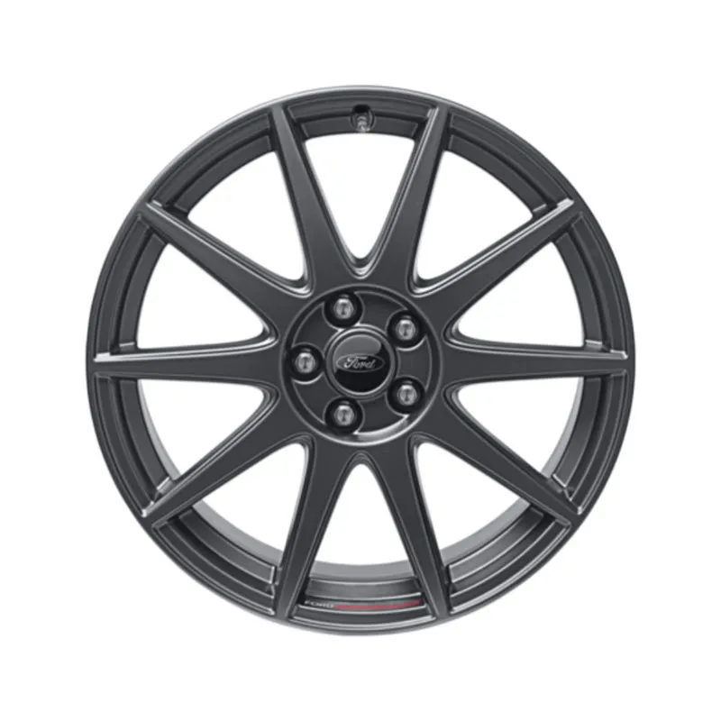 JANTE PERFORMANCE 18" ROUE COMPLÈTE ÉTÉ FLUOTOURNÉE LÉGÈRE AVEC LOGO FORD PERFORMANCE, 10 BRANCHES, MAGNETITE MAT