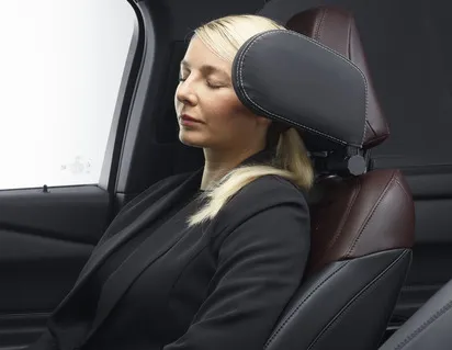 REPOSE-TÊTE CUIR PVC NOIR AVEC PASSEPOIL ARGENT ACV* FORD