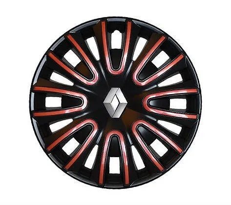 ENJOLIVEUR DE ROUE 15 POUCES NOIR BRILLANT ET LISERÉ ROUGE FLAMME RENAULT