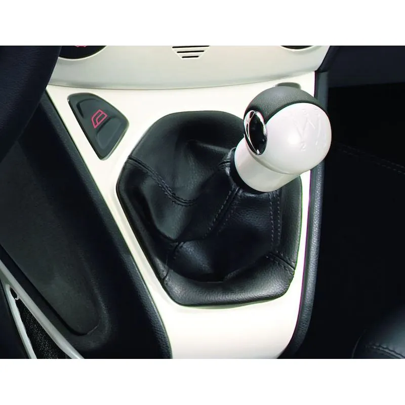 KA POMMEAU DE LEVIER DE VITESSES BLANC PERLE AVEC INSERT EN CUIR NOIR 2008-2016 FORD