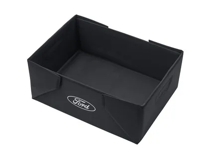 CASIER DE TRANSPORT REPLIABLE TISSU NOIR, AVEC OVALE FORD BLANC SUR LES DEUX CÔTÉS
