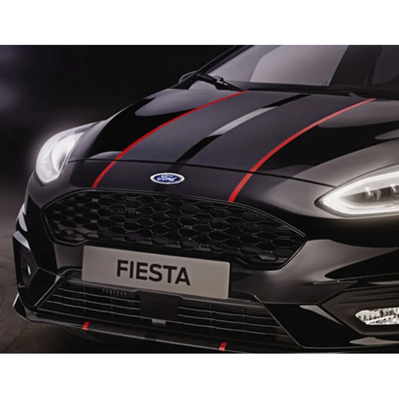 BANDES DÉCORATIVES POUR CAPOT MOTEUR, NOIR MAT / ROUGE BRILLANT FORD