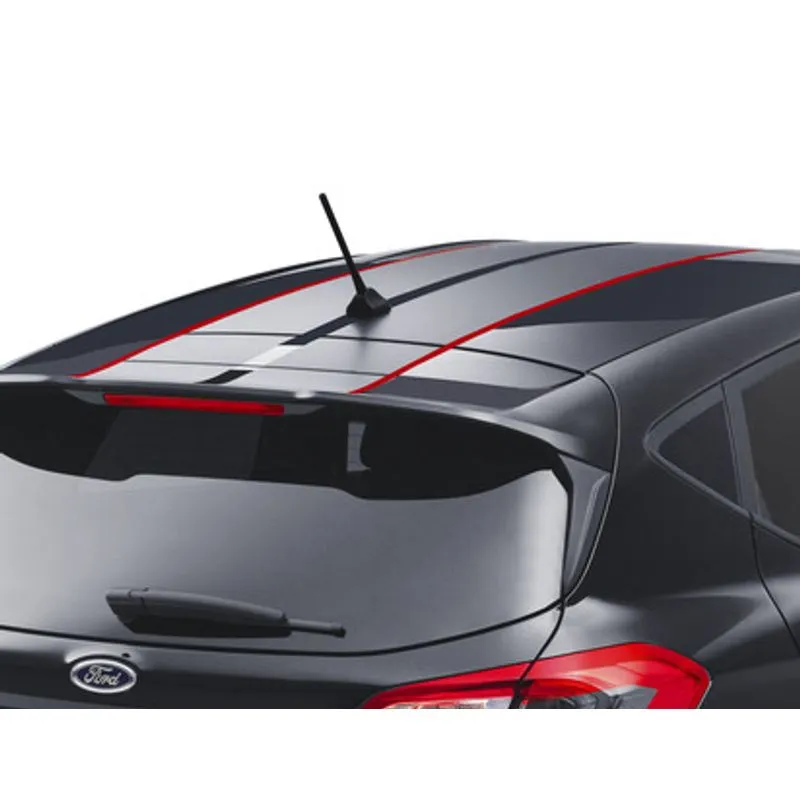 BANDES DÉCORATIVES POUR TOIT, NOIR MAT / ROUGE BRILLANT FORD