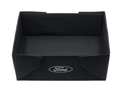 CASIER DE TRANSPORT REPLIABLE TISSU NOIR, AVEC OVALE FORD BLANC SUR LES DEUX CÔTÉS