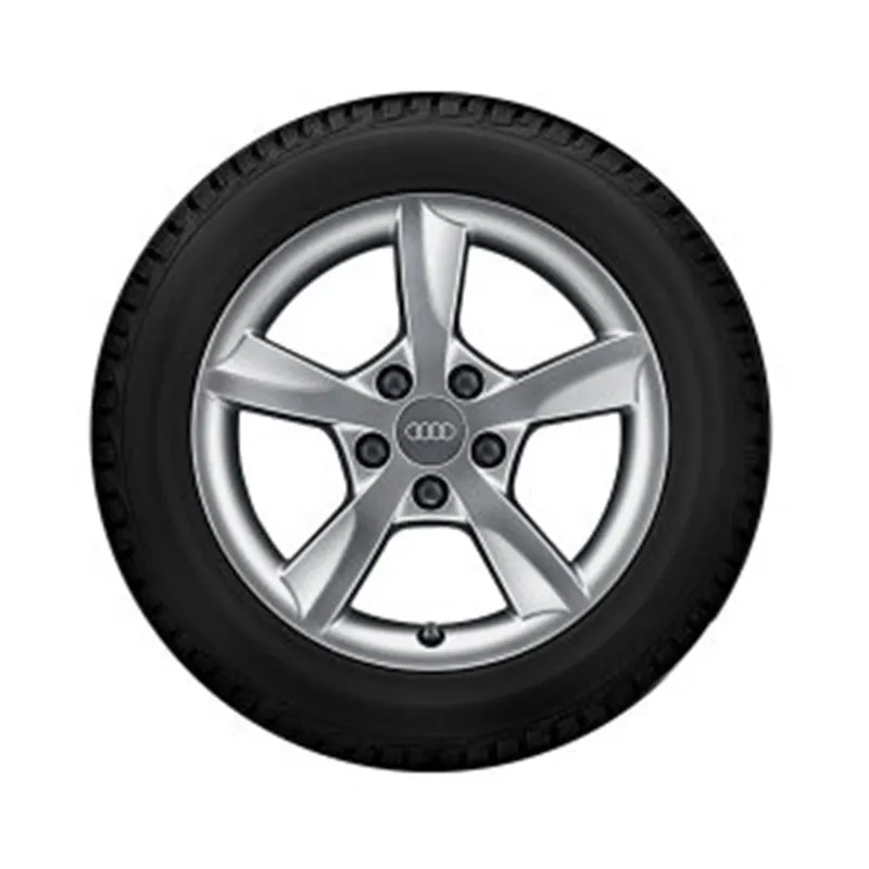 4 ROUES COMPLÈTES HIVER STYLE À 5 BRANCHES « ROTOR » ARGENT BRILLANT, 6,5 J X 16, 205/55 R 16 91H, DROITE AUDI