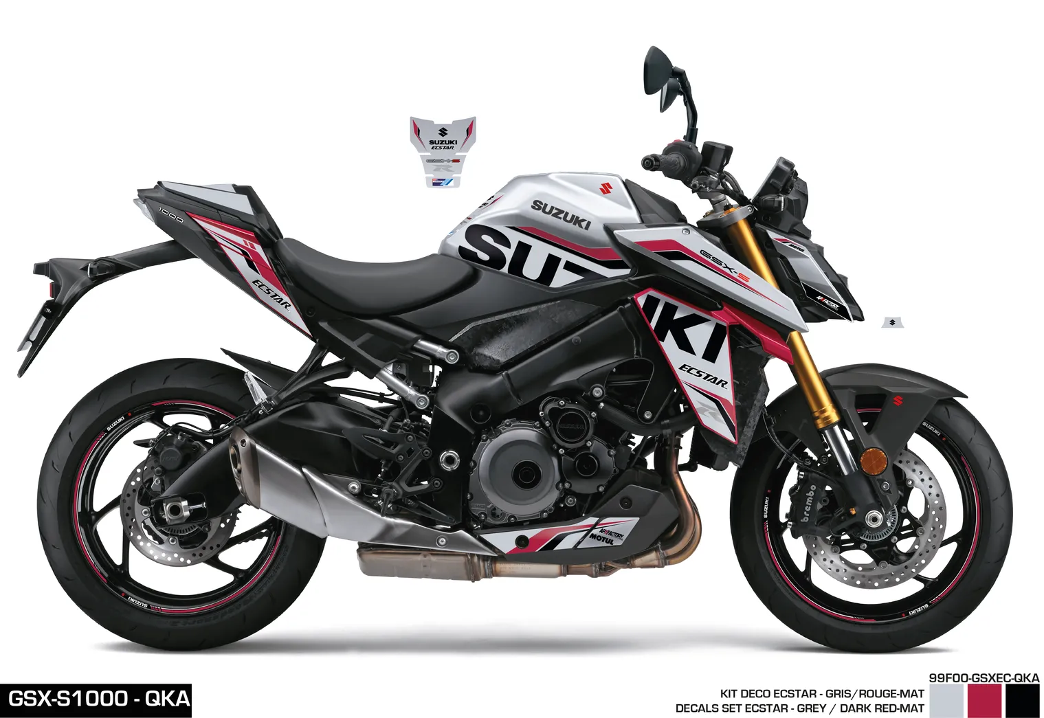 KIT DECO GSX-S950/1000 ECSTAR-SILVER/DARK RED SUZUKI MOTO