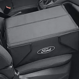 Casier organiseur repliable en tissu noir avec ovale Ford blanc sur les deux côtés